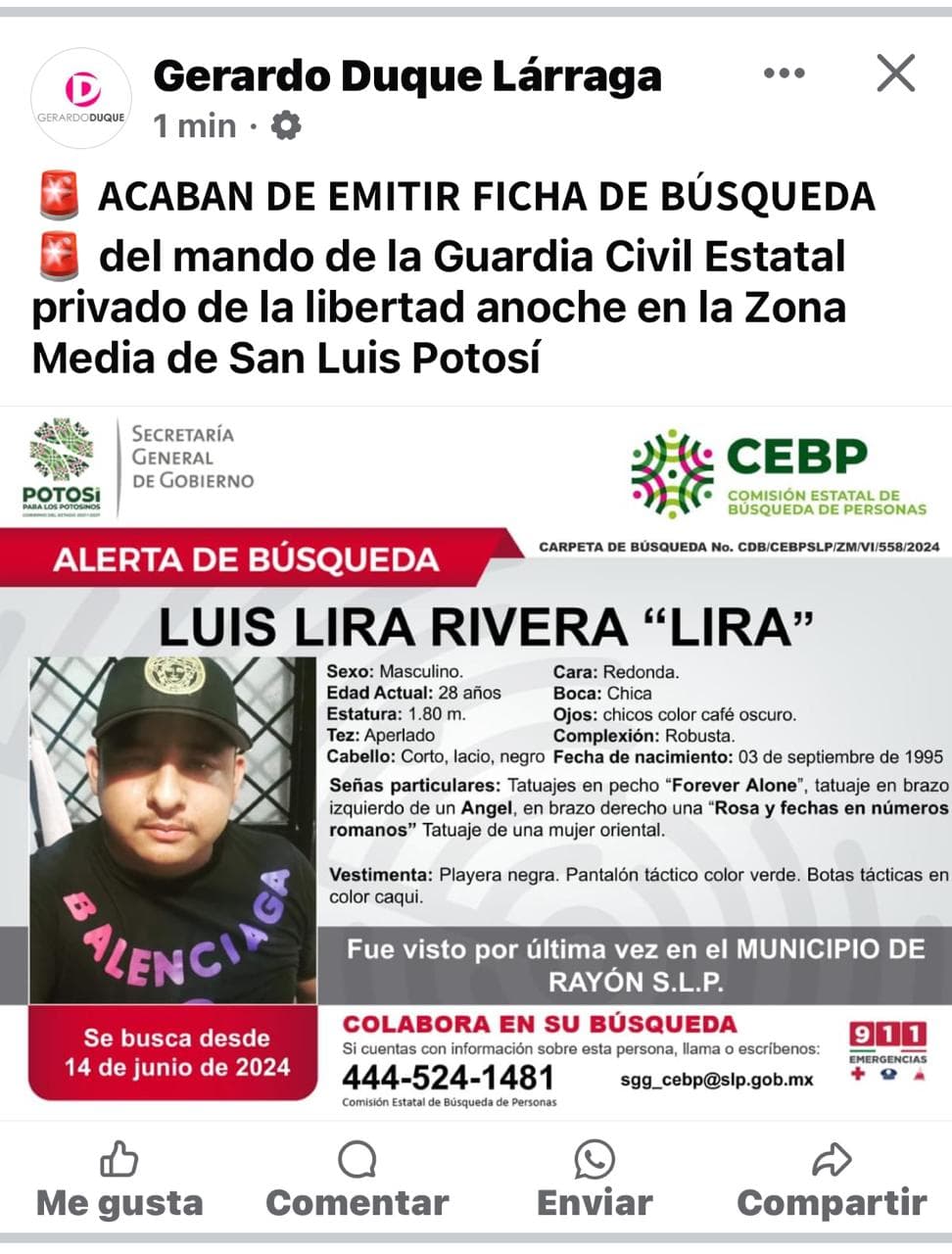 Desaparece jefe policíaco de SLP