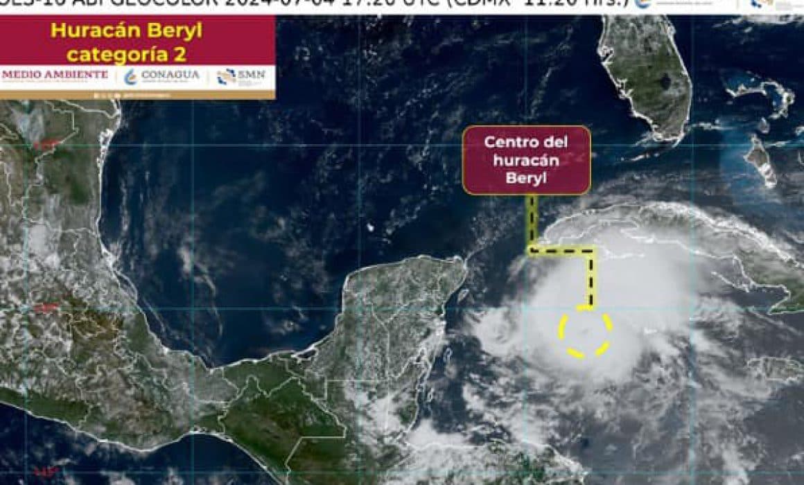 Beryl se degrada a categoría 2 en su camino hacia Quintana Roo 