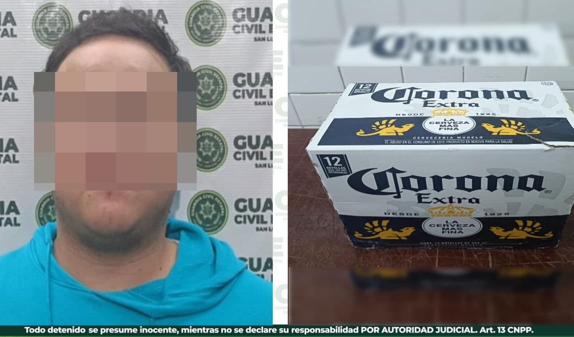 Intentando robar chelas de una tienda sujeto es detenido por la policía
