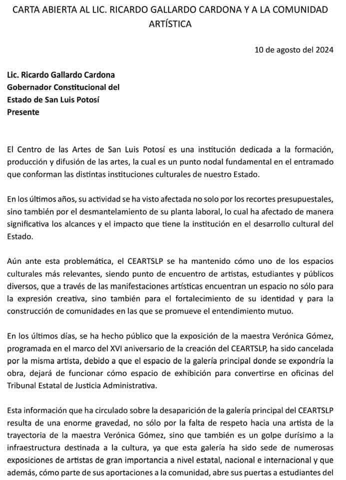 Critican trabajadores uso de galería del CEART para oficinas de Gobierno