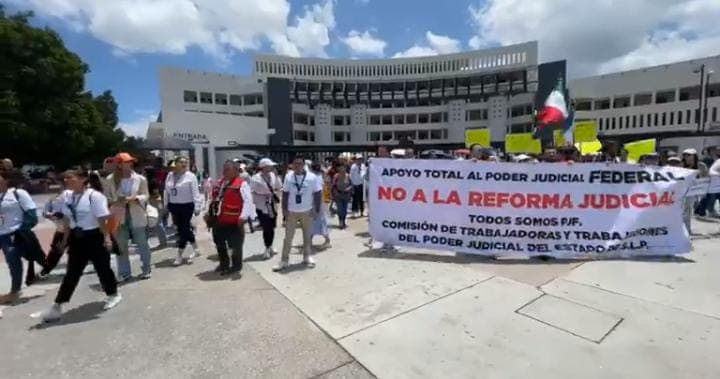Buscan trabajadores en paro del Poder Judicial Federal apoyo a su causa en SLP