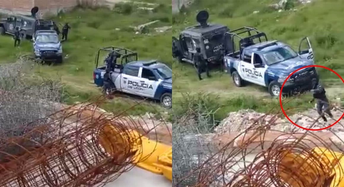 Captan a policía de León, Guanajuato apedreando a mujer que grababa durante operativo