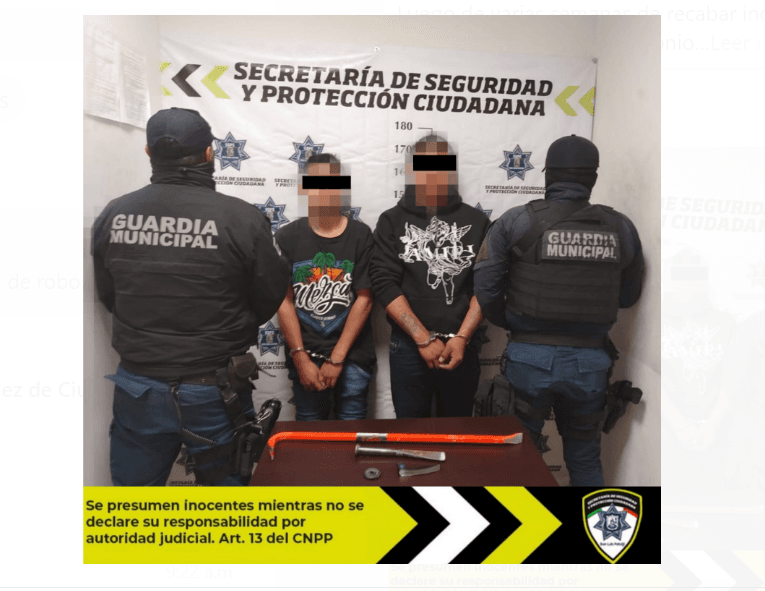 SSPC detiene a 2 hombres por ola de robos en la zona poniente