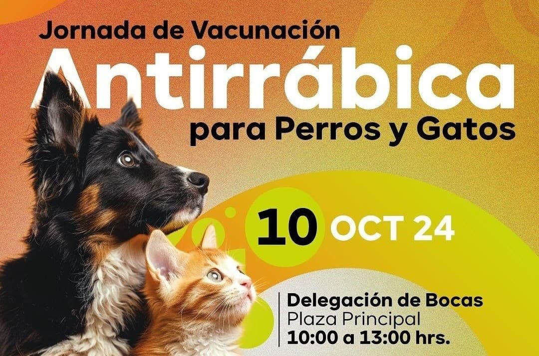 Llevan a cabo Jornada de Vacunación Antirrábica para mascotas en Delegación de Bocas