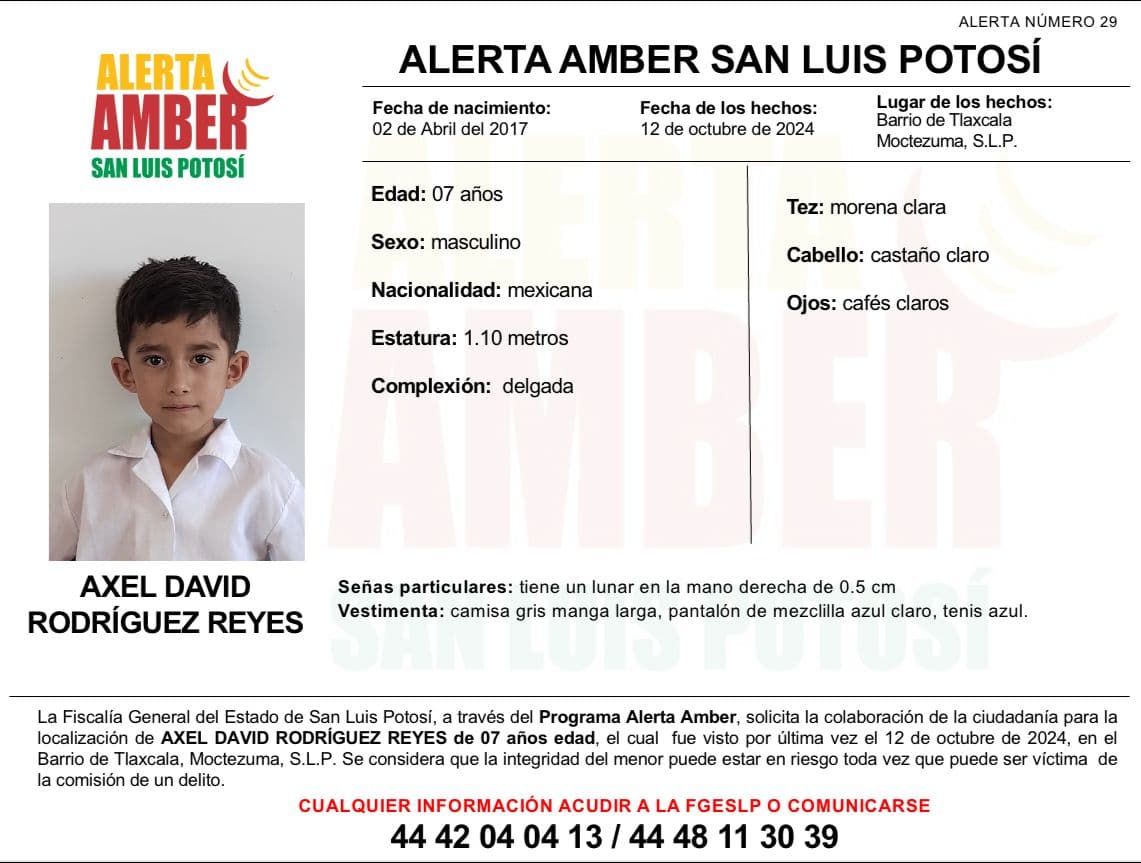 Tras desaparición de menor de 7 años activan Alerta Amber de Moctezuma