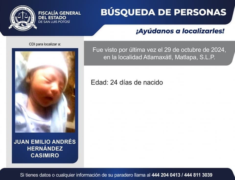 Activan ficha de búsqueda por bebé sustraído en Matlapa