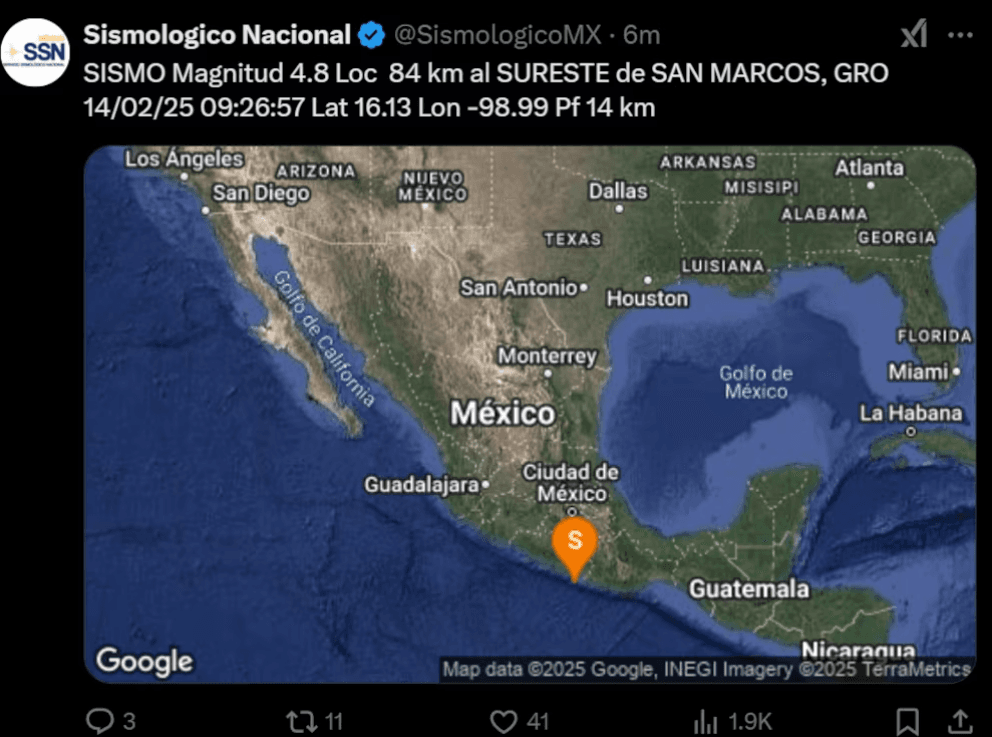Sismos en México hoy 14 de febrero: movimientos telúricos sacuden Guerrero, Oaxaca y Veracruz