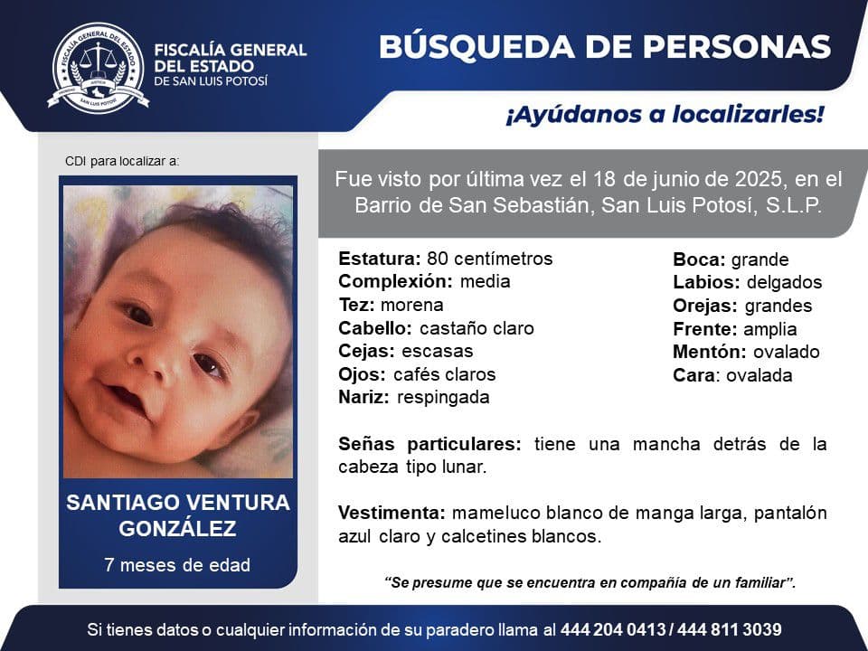 Confirma Fiscalía que bebé Santiago está con su padre