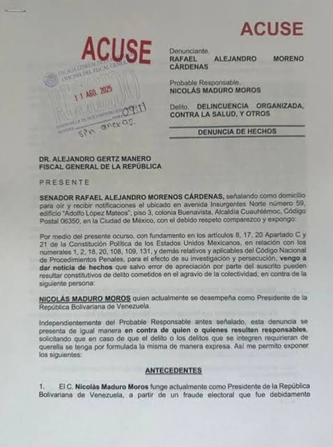 Demanda Alito Moreno a Maduro