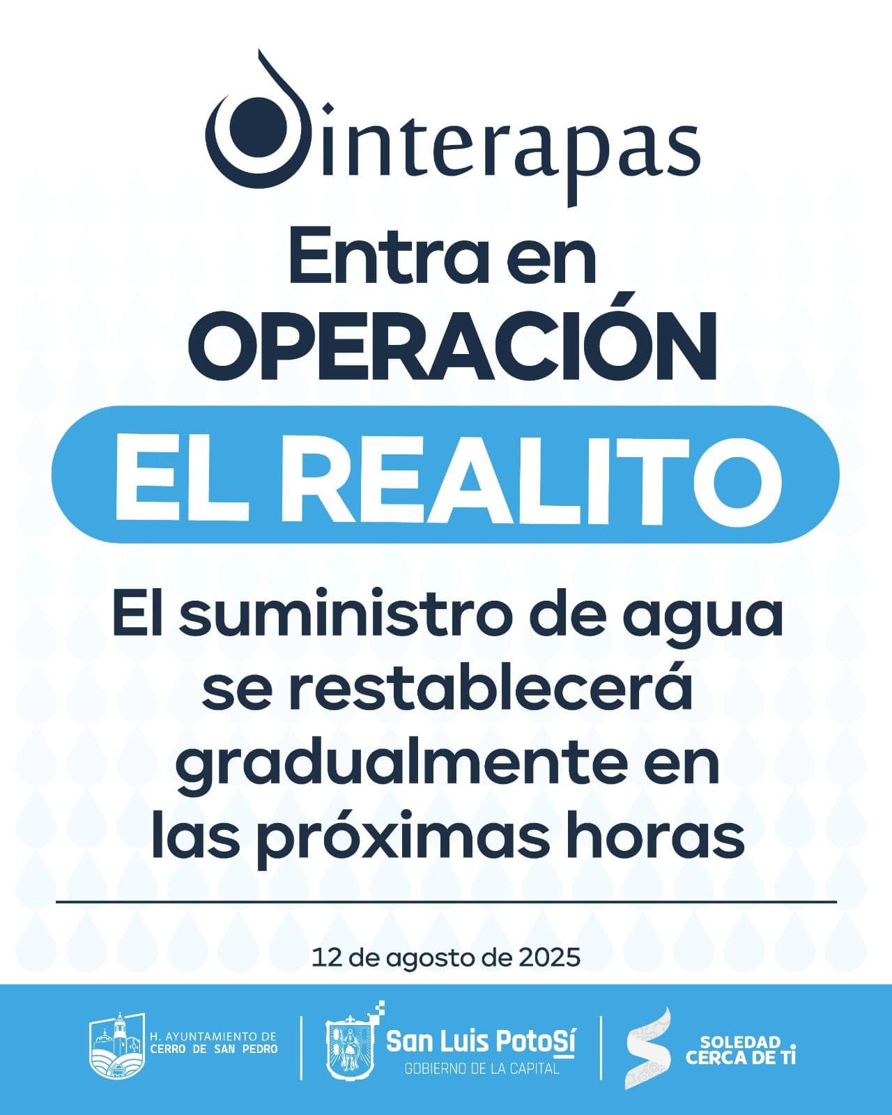 Reestablecen suministro de El Realito en colonias del suroriente
