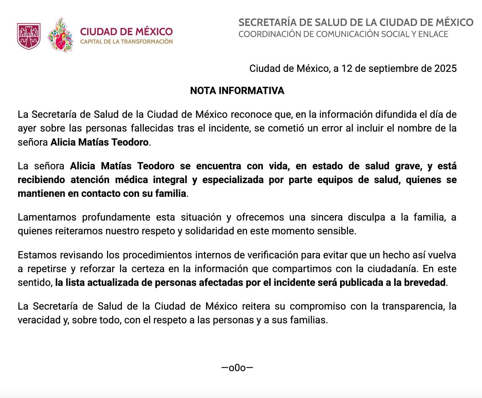 Informa Sedesa que abuelita que protegió a su nieta, sigue viva
