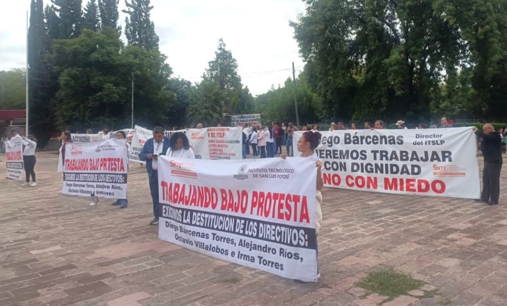 Protestan trabajadores del Instituto Tecnológico de San Luis Potosí