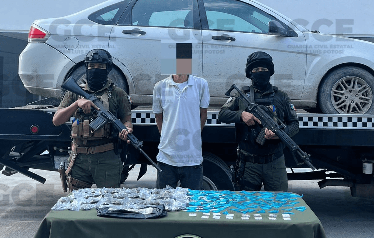 Detienen a joven de 23 años con 130 dosis de droga en Ciudad Valles
