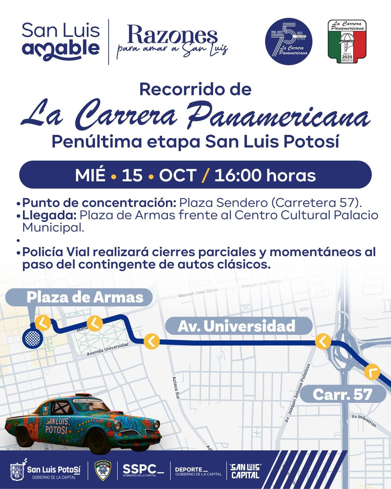 Anuncia Policía Capitalina operativo vial por la Carrera Panamericana