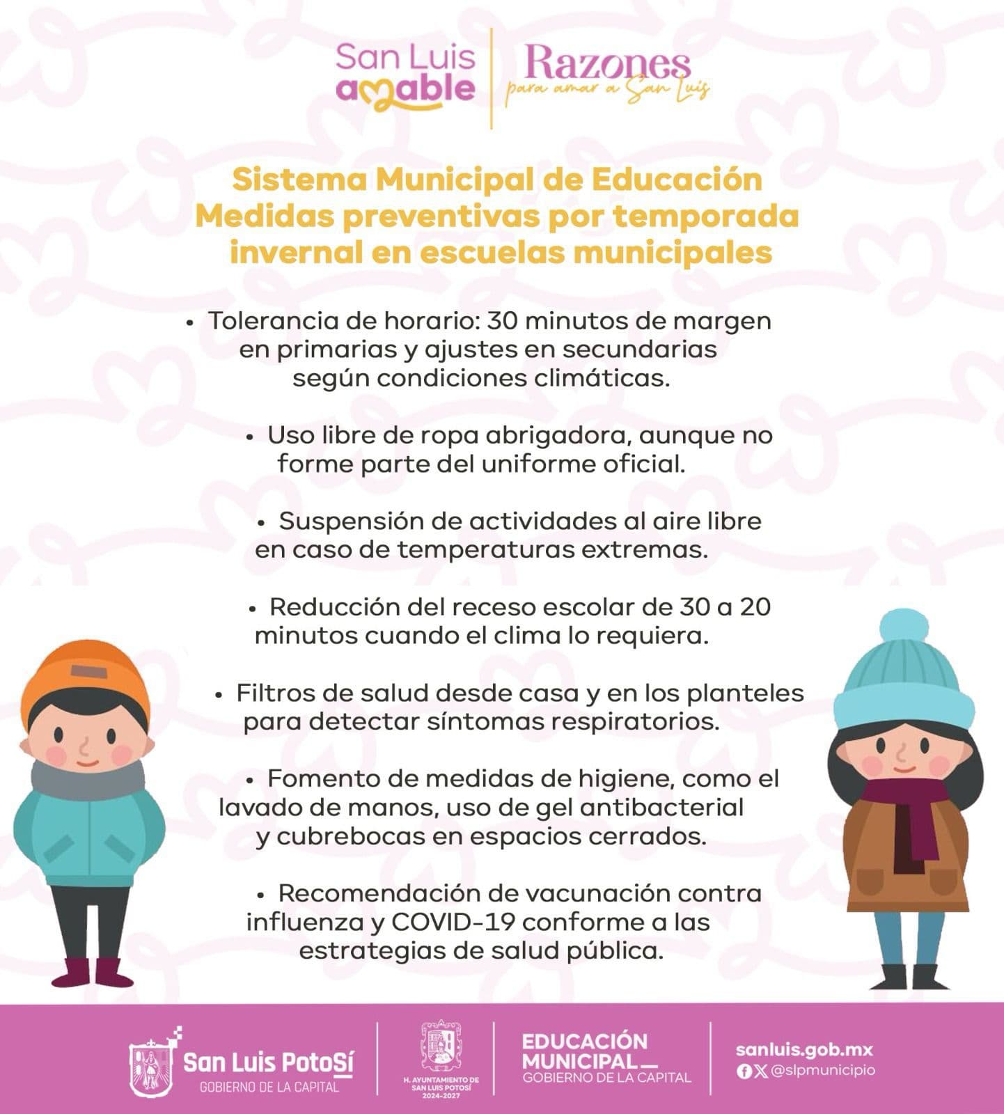 Aplican medidas por temporada invernal en escuelas de la Capital