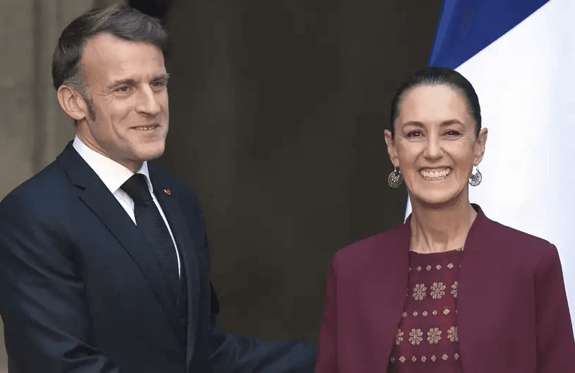 Recibió Sheinbaum a presidente Macron en Palacio Nacional