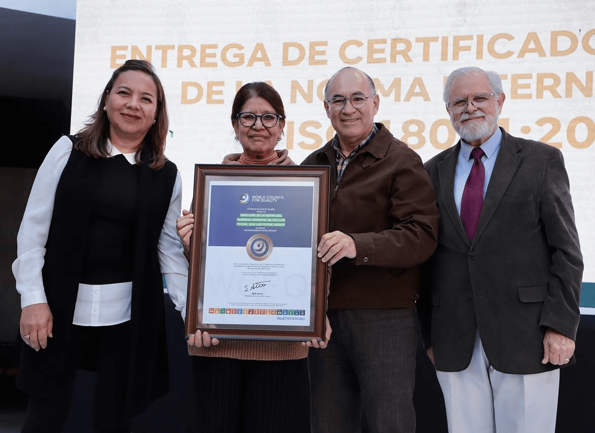 Recibe Catastro certificación internacional por estándares de confiabilidad