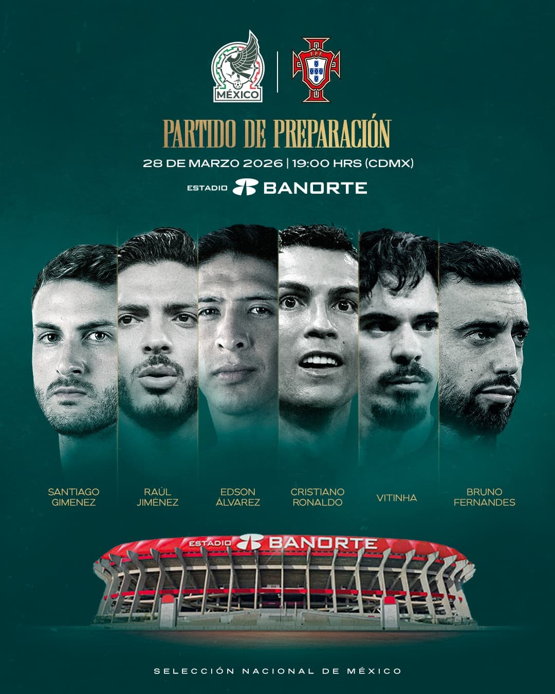 México anuncia partido de preparación contra Portugal rumbo al 2026