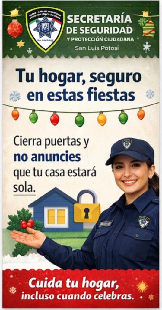 Emite SSPC recomendaciones para proteger los hogares durante las fiestas decembrinas
