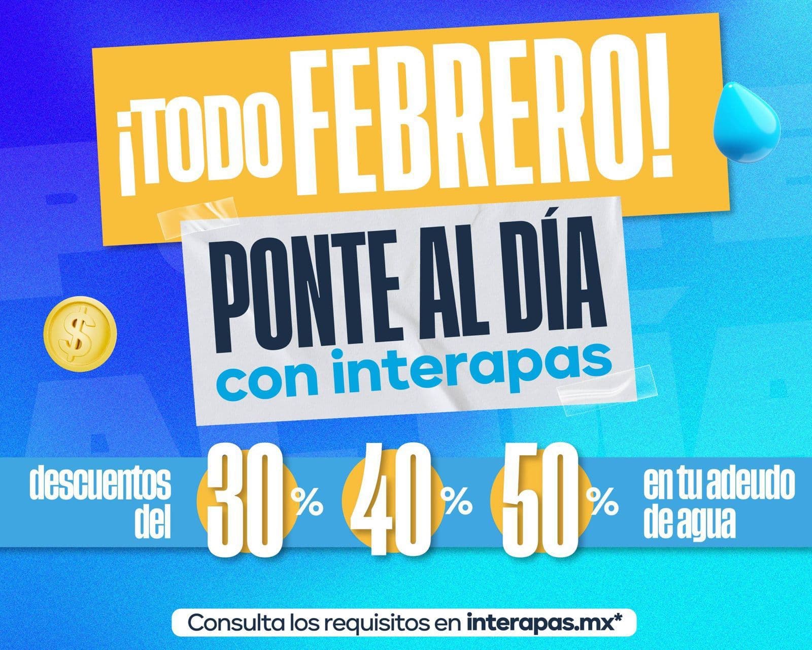 Da Interapas hasta 50% de descuentos en adeudos de agua