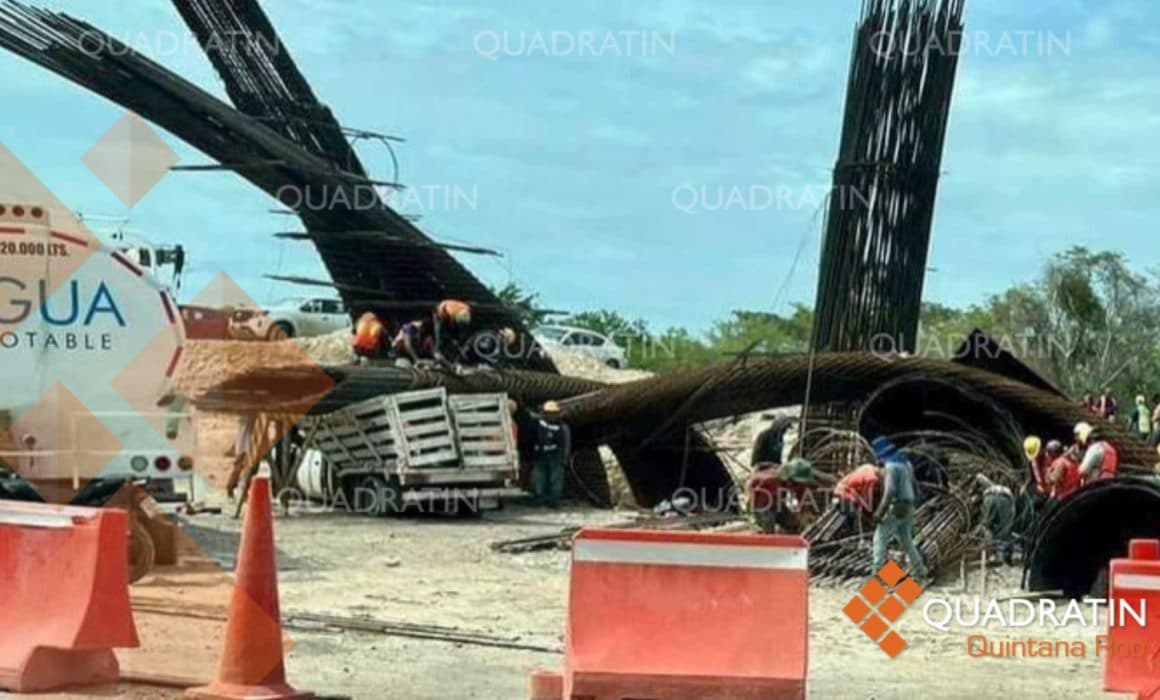 Colapsa obra del Tren Maya en Chetumal, Quintana Roo