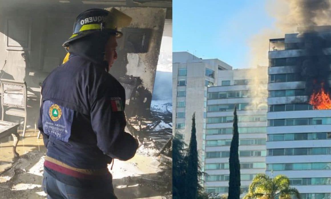 Video: Incendio consume departamento residencial en Puebla; evacuan a 80