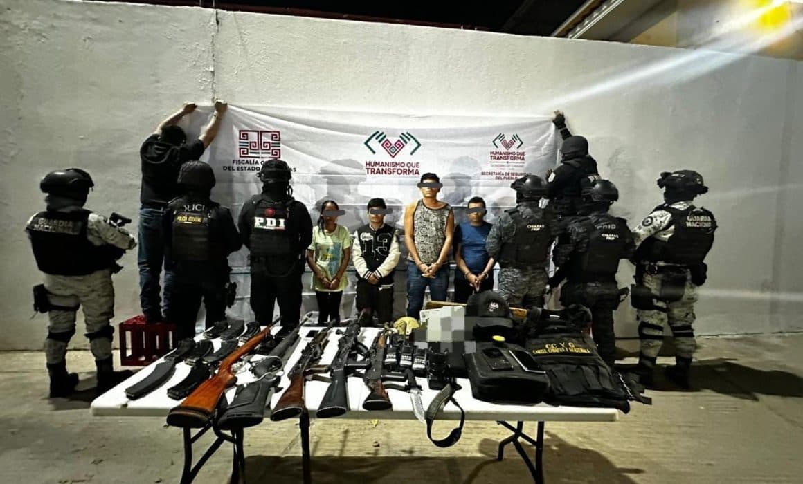 Operativo en Chiapas deja cuatro detenidos y armamento asegurado