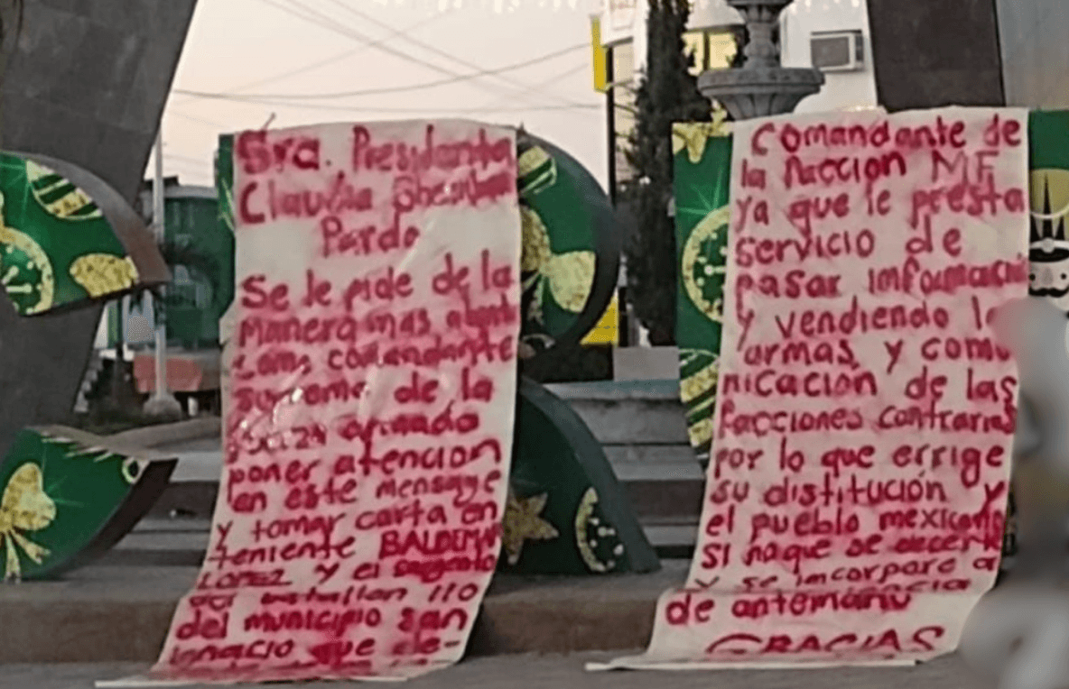 Los Chapitos acusan a dos militares de corrupción en mensaje en Sinaloa dirigido a claudia Sheinbaum