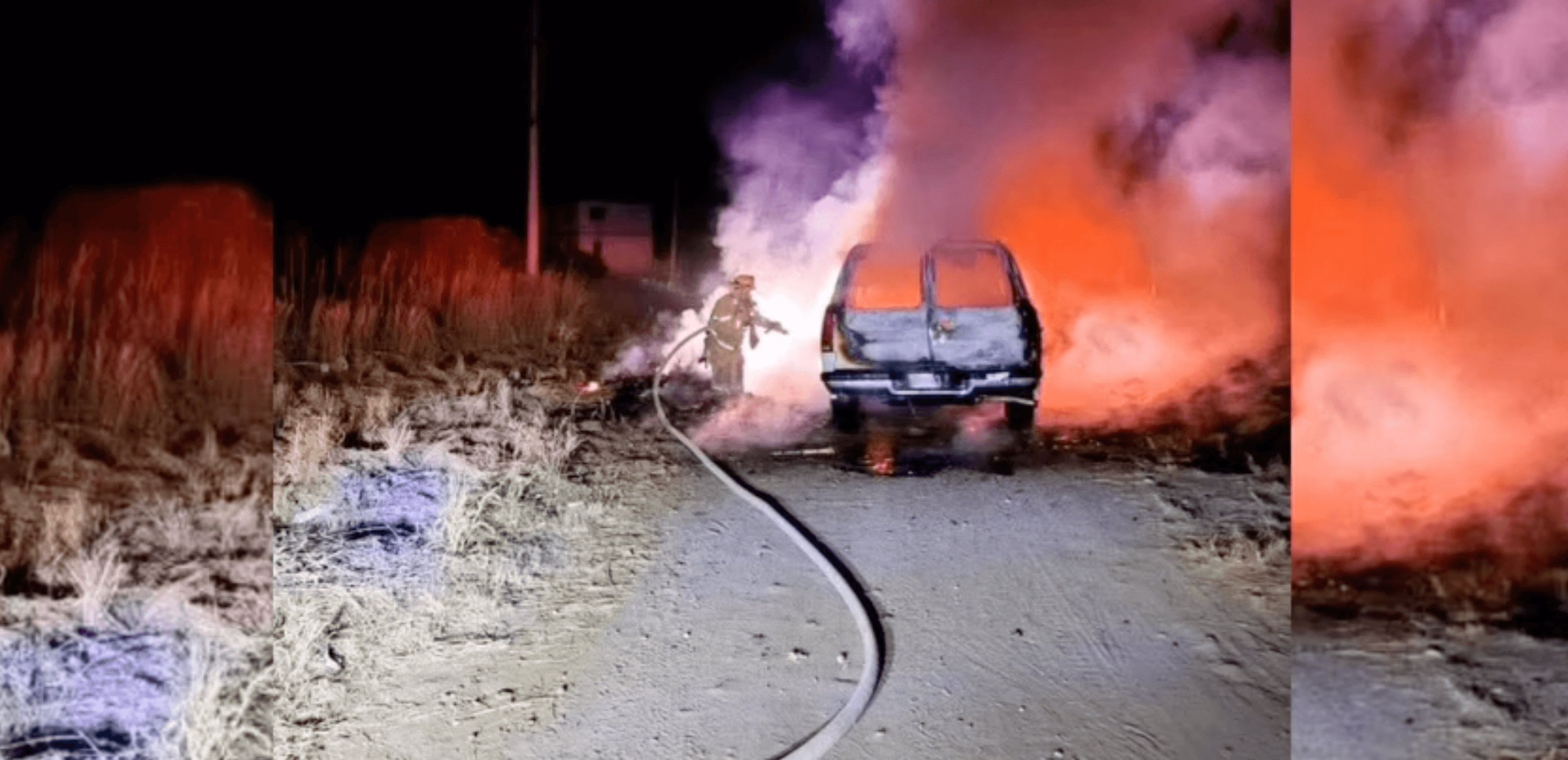 Roban camioneta en Rioverde y la encuentran incendiada