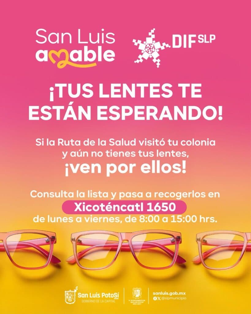 Invitan a Beneficiarios del programa Ruta de la Salud a recoger sus lentes graduados