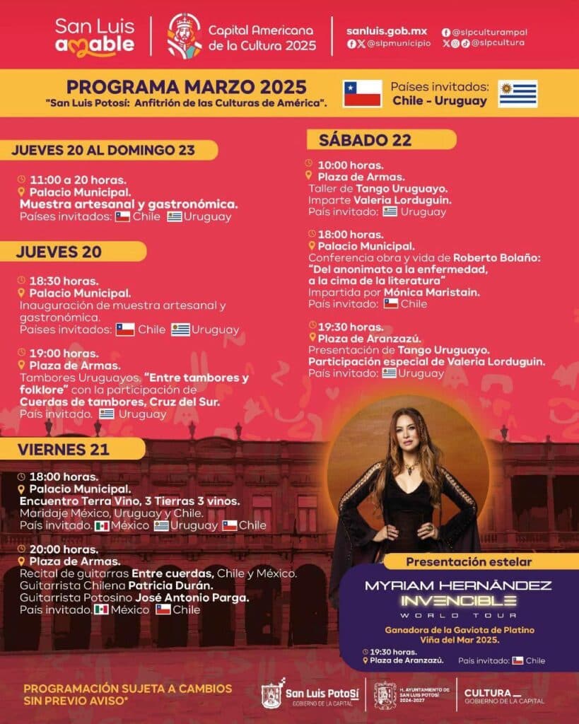 Alistan programa cultural entre San Luis Capital, Chile y Uruguay