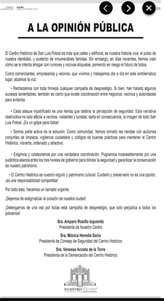 Centro Histórico de SLP, bajo ataque mediático, acusan comerciantes
