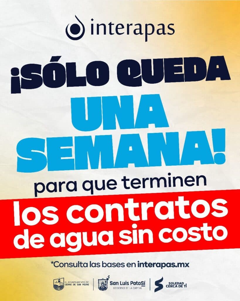 Queda solo una semana para realizar contratos gratuitos en Interapas