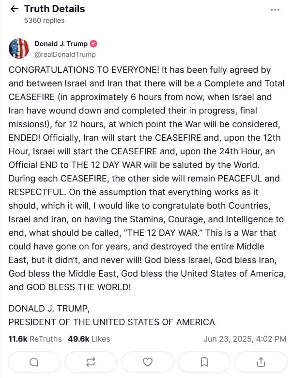 "La guerra se considerará terminada": Donald Trump