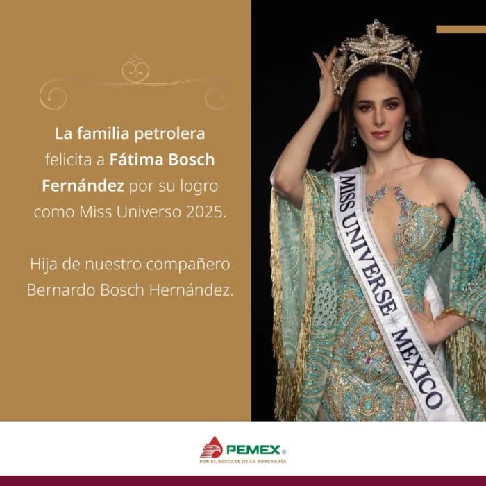Se deslinda PEMEX de supuestos vínculos con directiva del certamen Miss Universo